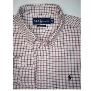 POLO RALPH LAUREN Classic Fit Red, White, Black Checked Long Sleeve Poplin Shirt
